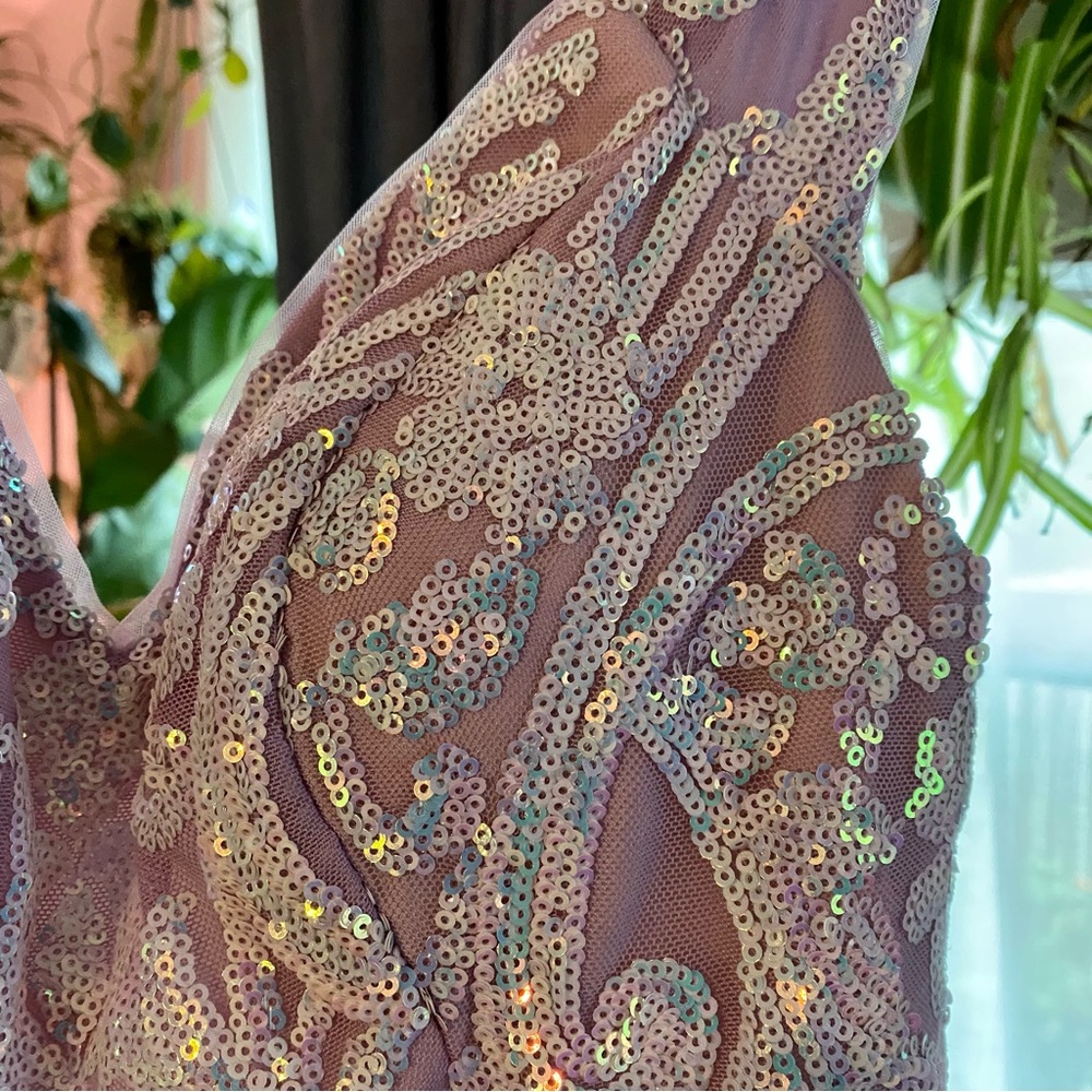 Off-The-Shoulder Patterned A-Line Prom Dress With… - image 4